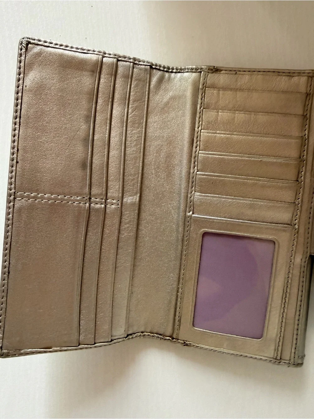 vintage Coach Metallic Leather Turnlock Slim Envelope Checkbook Wallet Y2K